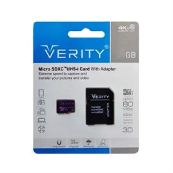 مموری میکرو MICRO SD وریتی VERITY مدل 80MB/s- CLASS-10 - U3 ظرفیت 64 گیگابایت